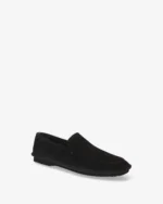 Black Structured Suede Loafers